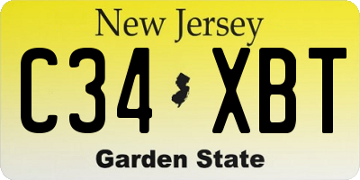 NJ license plate C34XBT