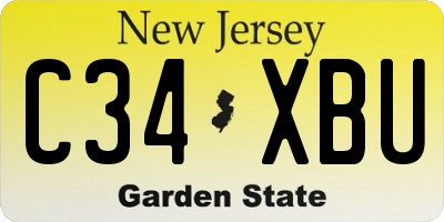 NJ license plate C34XBU