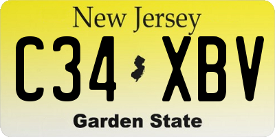 NJ license plate C34XBV