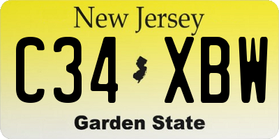 NJ license plate C34XBW
