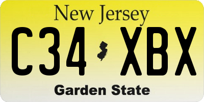 NJ license plate C34XBX