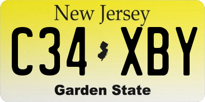 NJ license plate C34XBY