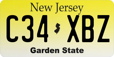 NJ license plate C34XBZ