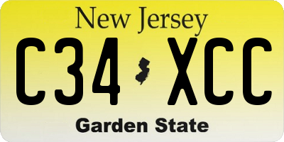 NJ license plate C34XCC