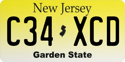 NJ license plate C34XCD