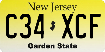 NJ license plate C34XCF