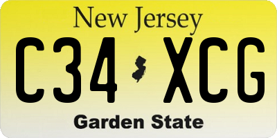 NJ license plate C34XCG