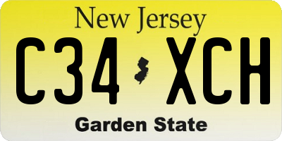 NJ license plate C34XCH