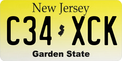 NJ license plate C34XCK