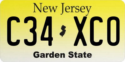 NJ license plate C34XCO