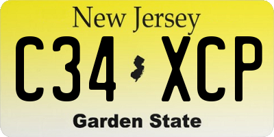 NJ license plate C34XCP