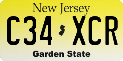 NJ license plate C34XCR