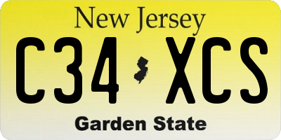 NJ license plate C34XCS
