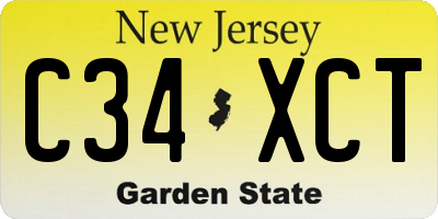 NJ license plate C34XCT