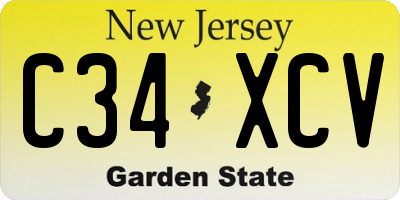 NJ license plate C34XCV
