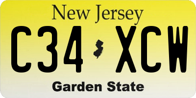 NJ license plate C34XCW