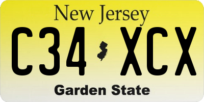 NJ license plate C34XCX