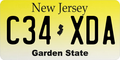 NJ license plate C34XDA