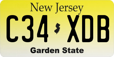NJ license plate C34XDB