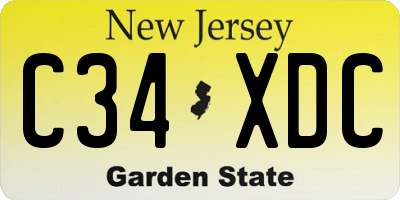NJ license plate C34XDC