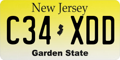 NJ license plate C34XDD