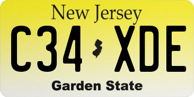 NJ license plate C34XDE