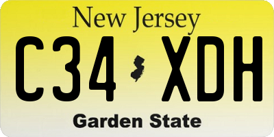 NJ license plate C34XDH
