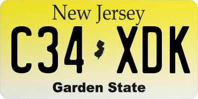 NJ license plate C34XDK