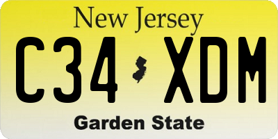 NJ license plate C34XDM