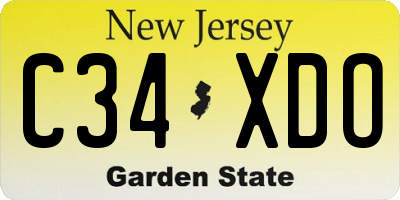 NJ license plate C34XDO