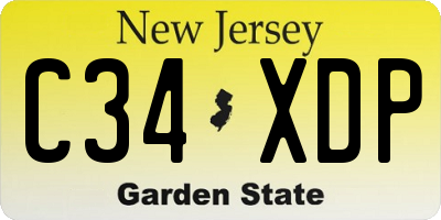 NJ license plate C34XDP