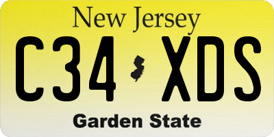 NJ license plate C34XDS