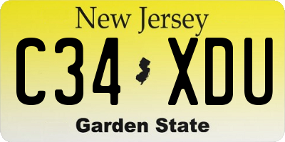 NJ license plate C34XDU