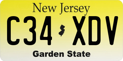 NJ license plate C34XDV