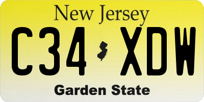 NJ license plate C34XDW
