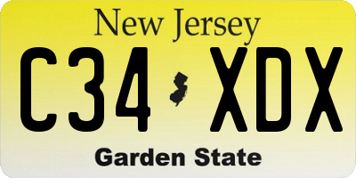 NJ license plate C34XDX