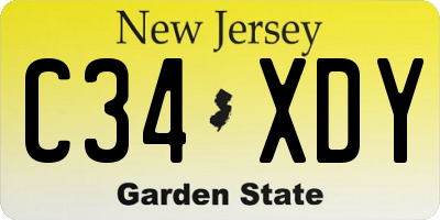 NJ license plate C34XDY