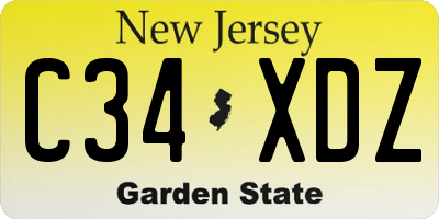 NJ license plate C34XDZ
