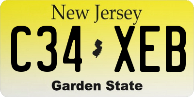 NJ license plate C34XEB