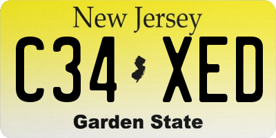 NJ license plate C34XED