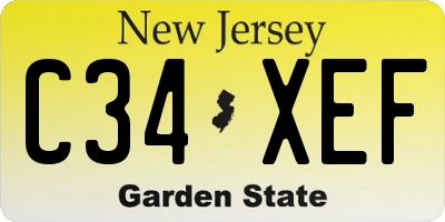 NJ license plate C34XEF