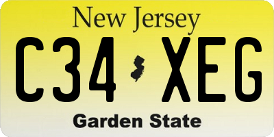 NJ license plate C34XEG