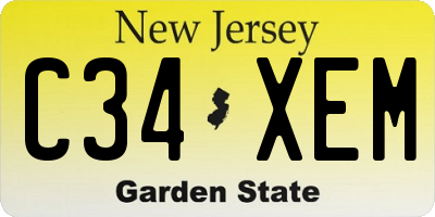 NJ license plate C34XEM