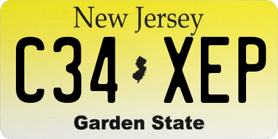NJ license plate C34XEP