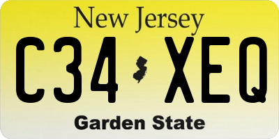 NJ license plate C34XEQ