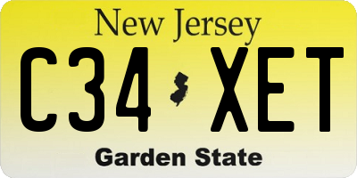 NJ license plate C34XET