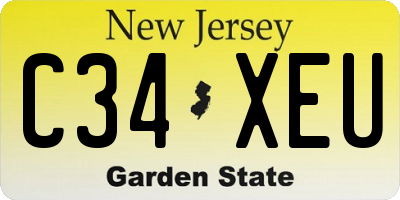 NJ license plate C34XEU