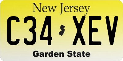 NJ license plate C34XEV