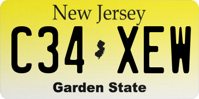 NJ license plate C34XEW