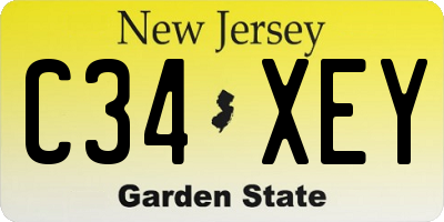 NJ license plate C34XEY